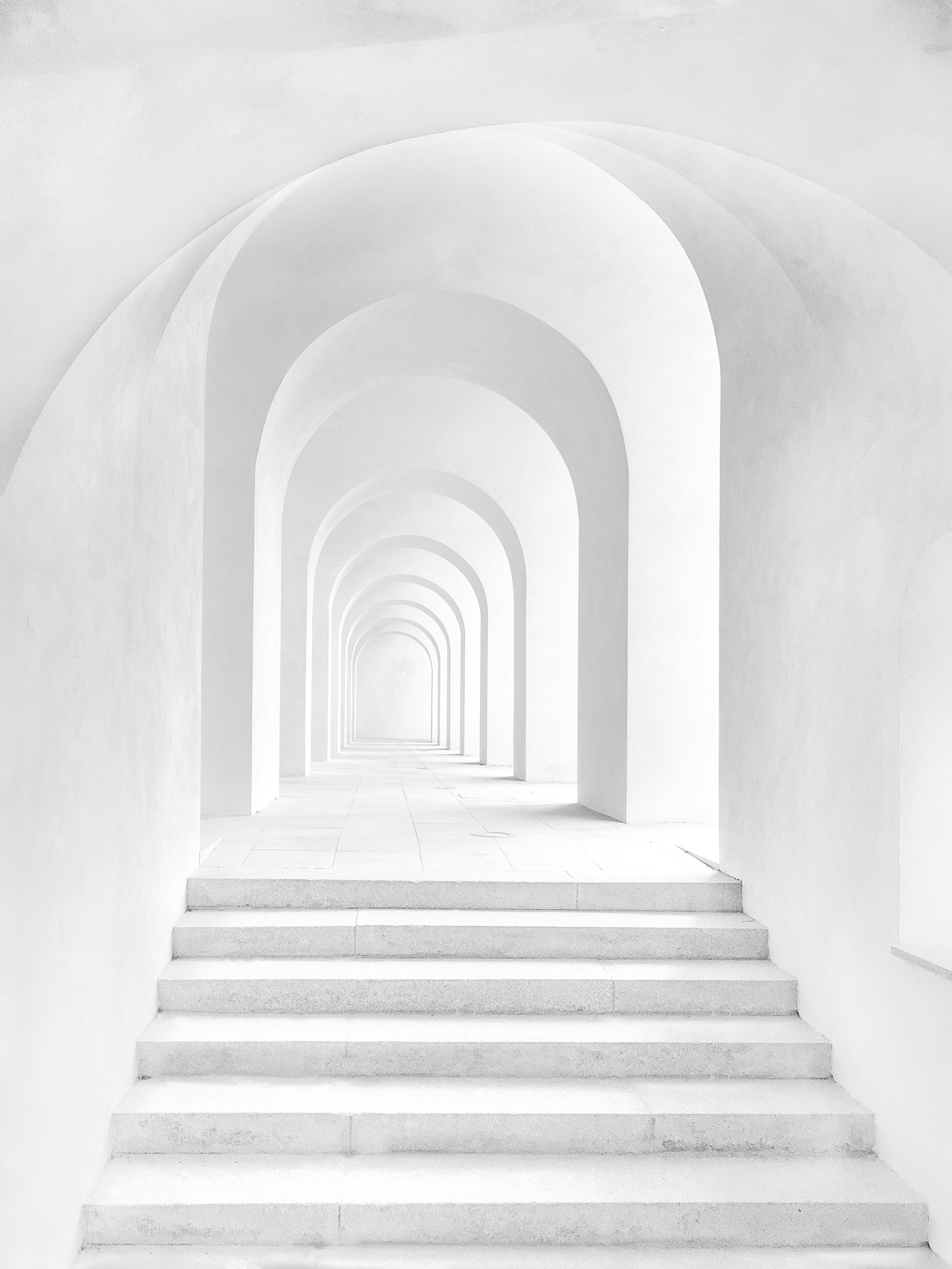 Perspective architecturale d'une galerie voûtée